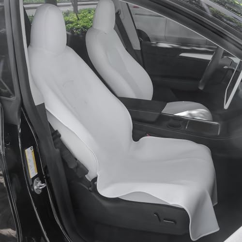 EVMODS für Tesla Model Y Sitzschoner Wasserdicht Vordersitz Schoner für Haustiere Kindersitz ISOFIX geeignete Waschen Tesla sitzauflage zum Schutz Model Y Model 3 Zubehör 2025 2024 2023 1 Stück(Weiß)