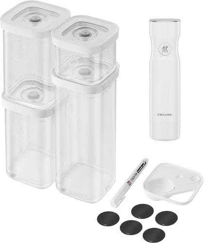 ZWILLING Cube Food Storage Container Set, 6pc + Vacuum sealer, Clear