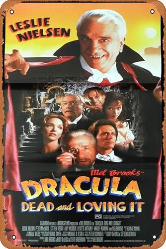Muecddoa Vintage Classic Old Movie DRACULA DEAD AND LOVING IT Original Daybill Filmposter Leslie Nielsen Mel Brooks Filmposter Metall Blechschild TV Poster Geschenk Karaoke Bar Pub Club Dekorative