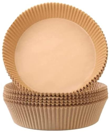 MAQA 15 Pirottini per friggitrice ad aria D 18,5 cm, pirottini carta da forno antiaderente, carta oleata non sbiancata per friggitrice