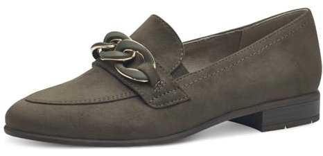 Jana Damen Loafer ohne Absatz Vegan Blockabsatz, Grün (Olive), 40 EU