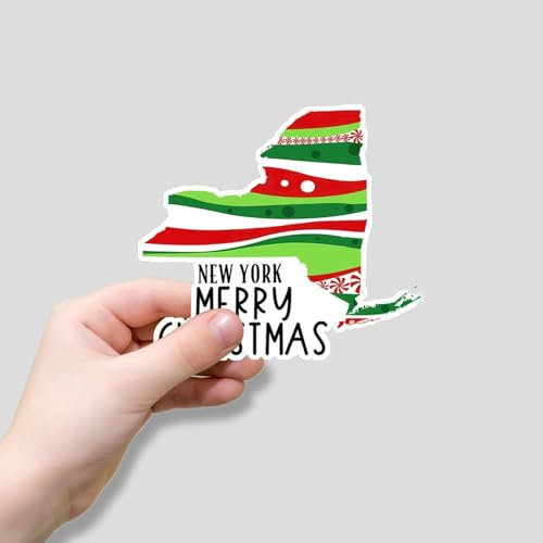 Zyadsinoudor New York State Stickers 50 Pcs City Souvenir Vinyl Sticker Decal Christmas Themed Peel and Stick Round Labels Decal for Laptop Water Bottles Suitcase Skateboard Computer 5,1 cm
