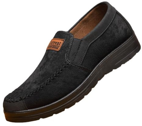 LTHTX Zapatos cómodos de tela transpirable para hombre, ortopédicos, informales, sin cordones, con soporte de arco para caminar (color negro, 49)