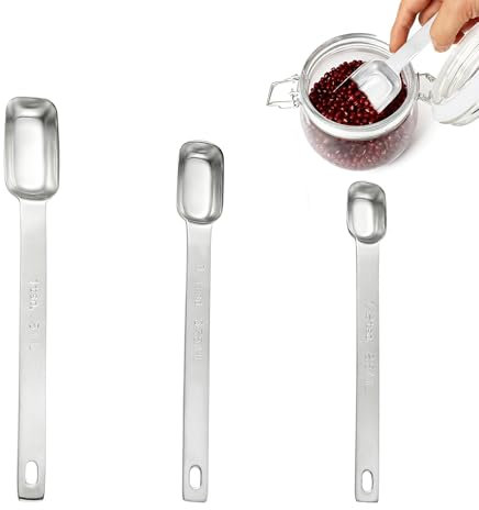 winmiya 3Pcs Stainless Steel Measuring Spoons Tablespoon Stainless Steel Single Measuring Spoon Tablespoon Scoops with Long Handle for Coffee Milk Fruit Powder(5ML | 3.75ML| 2.50ML)