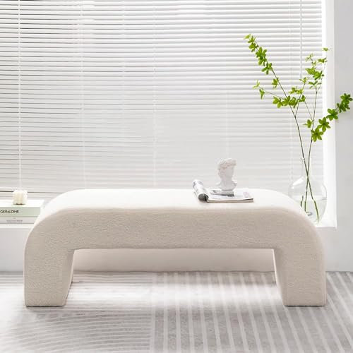 Weiche Samtbank mit flauschiger Sherpa-Polsterung, moderne Ottoman-Bank für Eingangsbereich, Schlafzimmer oder Flur, Couchtisch oder Bettbank, 99 cm, Anthrazit