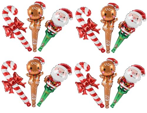 CIYODO 1 Satz Weihnachtsballon Aus Aluminiumfolie Folien-lebkuchenballon Handgehaltene Luftballons Rentier Folienballon Mini-zuckerstangenballons Aufblasbare Zuckerstange Lebkuchen-ballon