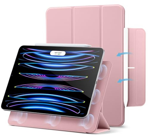 ESR für iPad Pro 11 Zoll Hülle 2022/2021/2020 (4./3./2. Generation), Starke Magnetbefestigung, Trifold Ständerhülle, Volle Pencil 2 Unterstützung, Automatisches Ruhen/Wecken, Rosa