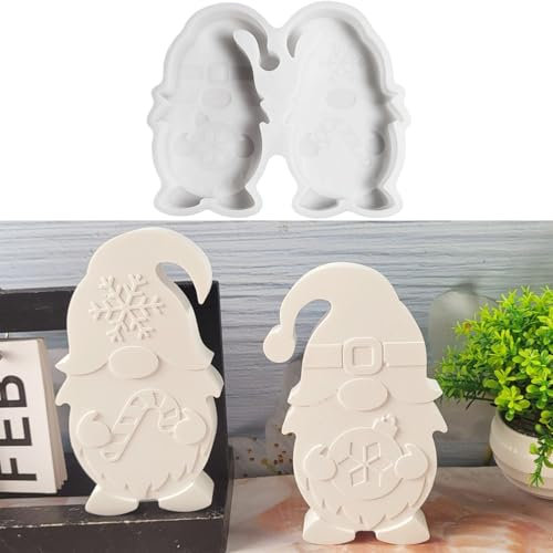 ALEFBET Silikonformen Gießformen,Silikonform Weihnachten,DIY Silikon Gießform Weihnachten,Gipsformen zum Gießen,Epoxidharz Formen Weihnachtszwerg