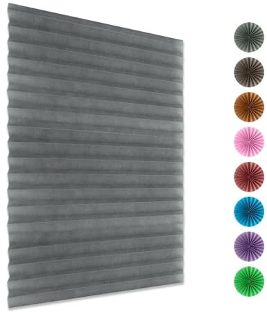 Pleated blinds without drilling, pleated blinds, folding blinds, opaque privacy screen, sun protection, pleated blinds for windows and doors, folding blinds for windows and doors(Color:Blue,Size:90*18