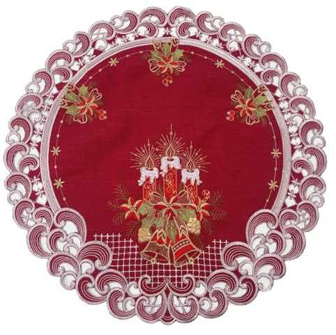 Rote Eleganz Weihnachtsdecke Tischläufer Tischdecke Mitteldecke Tischband Bestickt (ca. 60 rund)