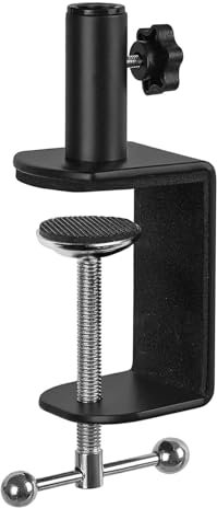 Jhanw Abrazadera en C de escritorio con agujero de rosca de 1,27 cm, abrazadera C para soporte de micrófono, 1 paquete de abrazadera de mesa de metal ajustable en lámpara de escritorio, abrazadera de