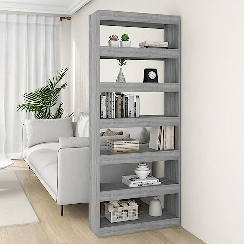 6 Tier 198cm Tall Plant Stand Corner Shelf Room Divider for Kitchen Living Room Hallway Grey Oak