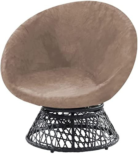 WJHDWYD Round Saucer Chair Cover, Stretch Velvet Chair Covers for Adult Saucer Chair, Removable Soft Velvet Fabric Chair Covers(Taupe,M)