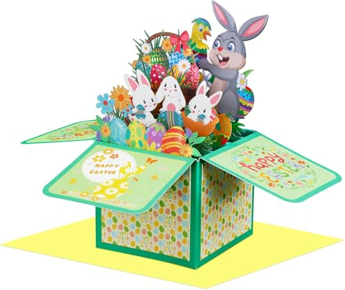 Carte de Pâques Pop Up, Carte Pâques, Carte de Pâques avec Enveloppe, Carte Paques Enfant, Cartes de Vœux 3D Joyeuses Pâques, Carte 3D de Pâques, pour Pâques Enfant Cadeaux Famille (Couleur C)