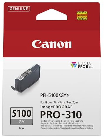 Canon PFI-5100GY Genuine Printer Ink Cartridge - High Performance & Fade Resistant Ink (1 x Grey Cartridge) - Compatible with imagePROGRAF PRO-310
