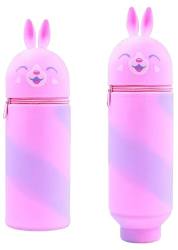 Aethryon 2-in-1 Schulmäppchen aus weichem Silikon, Kawaii Federmäppchen, Cartoon Federmäppchen, Tischstifthalter, Stand Up Federmäppchen, Stifte Mäppchen