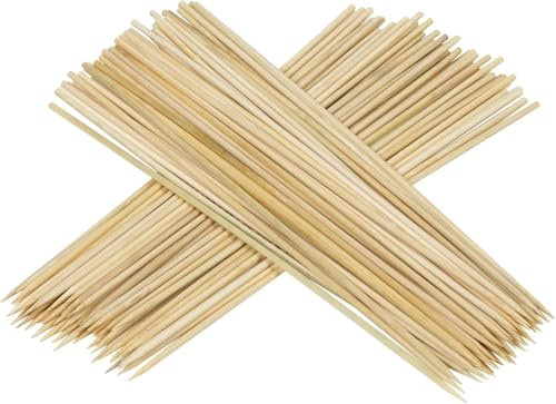 SHATCHI Lot de 200 brochettes en bambou biodégradables pour viande, fruits, grillades, barbecue, barbe à papa, cocktails, plats, 30 cm