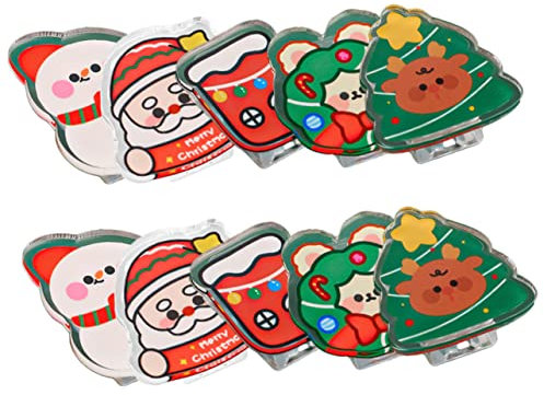 Holibanna 10pezzi Fermagli Acrilici Natalizi Clip per Foto Design Elementi Natalizi Robusto e Durevole per Esporre Foto Biglietti Cartoline e Altri Oggetti