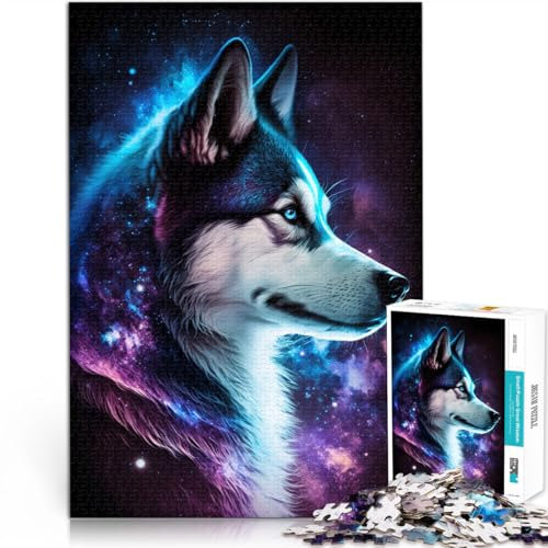 Puzzle für Erwachsene mit 1000 Teilen Das Galaxy Art Husky-Quizspiel ganze Familie für Teenager ab 14 Jahren 26x38cm