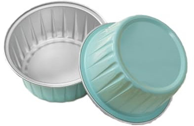 40 ciotole rotonde in stagnola, per friggitrice ad aria, in alluminio speciale, per forno, budino, torta, stampo per torte, vassoio da forno (stile C)
