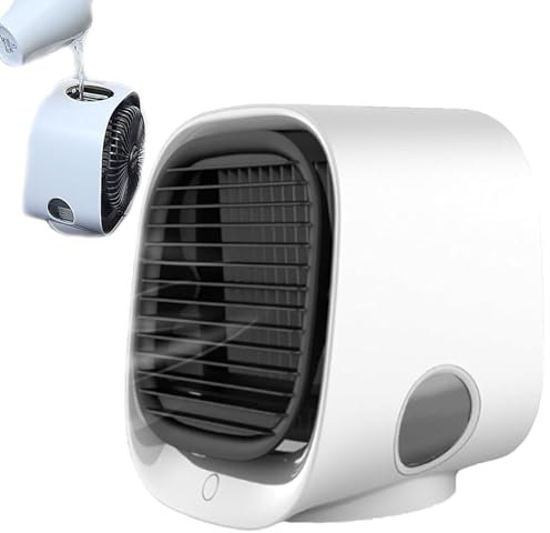 Breeze Air Cooler Klimaanlage Tragbarer Kühlventilator, Tischventilator mit Wasserkühlung,3 Geschwindigkeiten einstellbare Klimaanlagen-Nebellüfter,Mini Luftkühler für Hause Büro Schlafzimmer (Weiß)