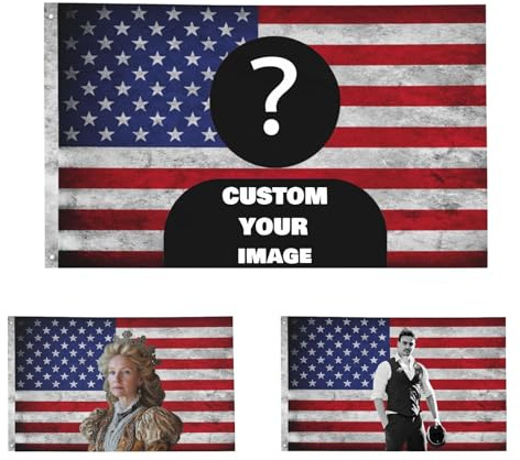 Custom American Flag, 3x5 Feet Personalised USA Flag, Personalized Tapestry, Photo Design Gifts for Home, Dorm, Garden Decoration, Personalized Flags Design Your Image Funny Tapestry Poster (Deep Red)