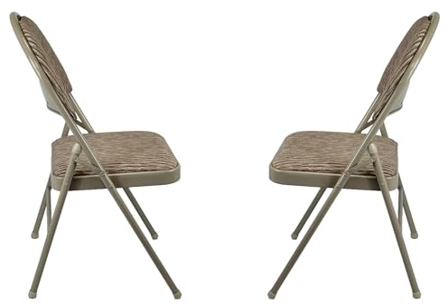 Meta Heavy Duty Folding Chair with Padded Fabric Seat & Backrest – Steel Frame, Comfortable Office, Dining, Study & Party Chair, Supports Heavyweight Persons (2, Beige)