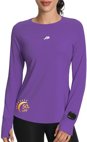 ANGEL CITIZ Womens Long Sleeve Running Top Gym Shirts Yoga Worout Tops Quick Dry Ladies Basic Plain Soft Tee UPF 50+