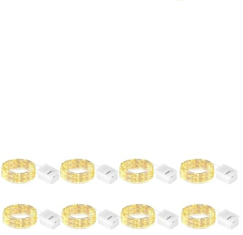 Sprifityy 8 Stück LED Lichterkette Batterie Klein, 2M 20LED 3 Modi Lichterketten Innen Mini, Kupferdraht Flexibel DIY Batteriebetrieb, für Party, Hochzeit, Weihnachten, Zimmer, Beleuchtungsdekoration