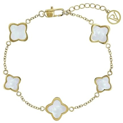 PAUL VALENTINE - Damen Armband Edelstahl - Vergoldet/Golden - Kleeblatt Anhänger - PV-B0011