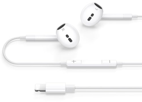 iPhone Kopfhörer mit Kabel, iPhone14 Kabelkopfhörer [MFi-Zertifiziert], In-Ear Kabel Kopfhörer mit Mikrofon und HiFi Stereo Ohrhörer für iPhone 14/13/12/11 Plus Pro Max/XR/XS/X/SE/8/7/Plus/iPad iOS