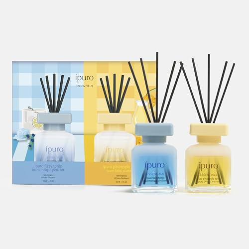 ipuro - Essentials pineapple & tonic Raumduft Set 2x50ml - Duftdiffuser Set mit exotischen Düften & Gin Tonic Zitrusduft - Tropischer und frischer Raumduft - Duftstäbchen Set für Wohnzimmer, Bad