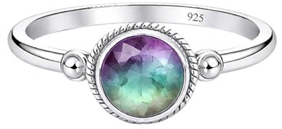 925 Sterling Silber Edelsteinring, schlicht, elegant, handgefertigt, für jeden Tag R-1928