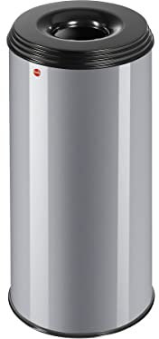 Hailo ProfiLine Safe XL Flammenlöschender Papierkorb (aus Stahlblech, Deckel schwarz, 45 Liter) 0950-652