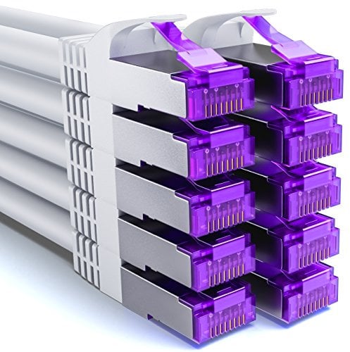 deleyCON 10x 2m CAT7 Netzwerkkabel - 10 Gigabit - RJ45 Patchkabel Ethernet Kabel (Kupfer, SFTP PiMF Schirmung) - LAN DSL Switch Modem Router Patchpanel CAT7 CAT6 CAT5 - Weiß