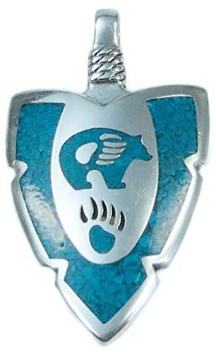 Indianerschmuck Kettenanhänger aus Sterling Silber - Turquoise Bear, groß