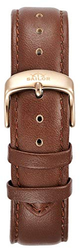 Sailor Damen Herren Leder Armband Basic Brown braun BSL101-2021-20, Breite Armband:20mm (normal), Farbe Edelstahl:Rosègold