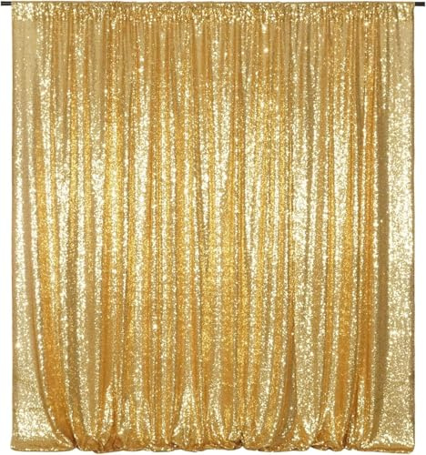 3E Home New Gold Sequin Backdrop,183x213cm(6Ftx7Ft) Glitter Photo Booth Background for Birthday Wedding Baby Shower Party Decoration