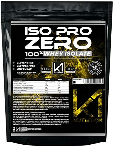 K1 Nutrition ISO PRO ZERO Proteine 100% Whey Isolate con Vb104 - Senza Glutine, Lattosio, Low Sugar, Pistacchio - 1 kg