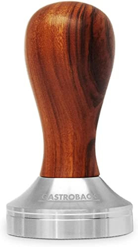 GASTROBACK 90614 Espresso-Tamper, Barista Profi, passend für alle Siebträger mit Ø 51 mm, schwere Ausführung aus rostfreiem Stahl mit Holzgriff, Holzgrif, Holz, Silber