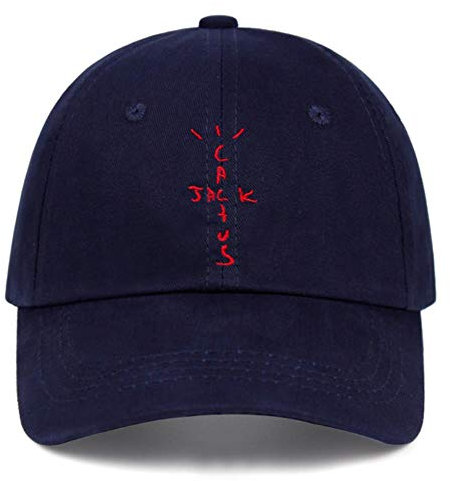AJSJ 100% Baumwolle Cactjack Baseballmützen Travis Scott Unisex Dad Cap Stickerei Mann Frauen Sommerhut, Marineblau