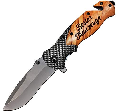 Taschenmesser mit Gravur Holz Messer Outdoor Klappmesser mit Holzgriff Männer Geschenk