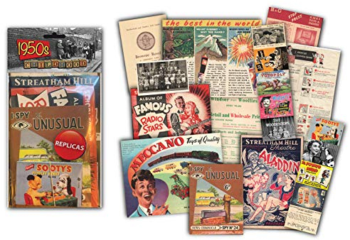 Sweet and Nostalgic 1950s Childhood Memorabilia Gift Pack with over 20 pieces of Replica Artwork