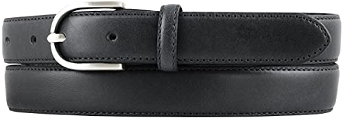BELTINGER Damen-Gürtel aus Vollrindleder 2,5 cm | Schmaler Gürtel für Damen 25mm | Bombierter Ledergürtel | Schwarz 95cm