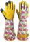 Guanti da giardinaggio in vera pelle | Guanti da giardinaggio resistenti alle spine | Guanti lunghi con touch screen (taglia S, rosa)