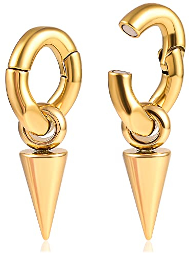 Vankula Ear Weights Ohr tunnel Gewichte Flesh Hangers Drehreifen mit Niete Edelstahl für männer damen Ohrpiercing Gestreckte Schmuck 6mm Schwarz