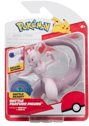 Pokémon PKW3370 - Battle Feature Figure - Mewtu, offizielle bewegliche Figuren, 11,5 cm