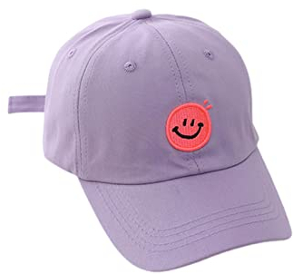 KOOBS Kindermütze Sommer Chaild Sun Baseball Cap Smiley Gesicht Outdoor Spring Boy Girl Cotton Verstellbarer Schnappschütze Sonnenschutzhut Hut-Purple,2 to 7 Years Old