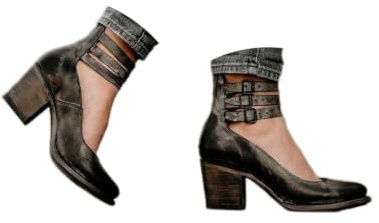 CcacHe Mujer Chunky Mary Jane Tacones Botas Moda Correa de Tobillo Gótico Hebilla Punta Afilada Vestido Sandalias Punta Cerrada Sin Espalda Bombas Tacón Alto Zapato Cremallera Trasera(Black,38 EU)