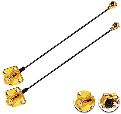 Vecys 2PCS U.FL IPEX zu SMA Kabel U.FL IPEX zu SMA Buchse Flansch Panel Mount 1.13mm Mini-Koaxial Pigtail Kabel 10 /25CM für Wireless Router Mini PCIE Netzwerkkarten PCI Wi-Fi WAN Repeater